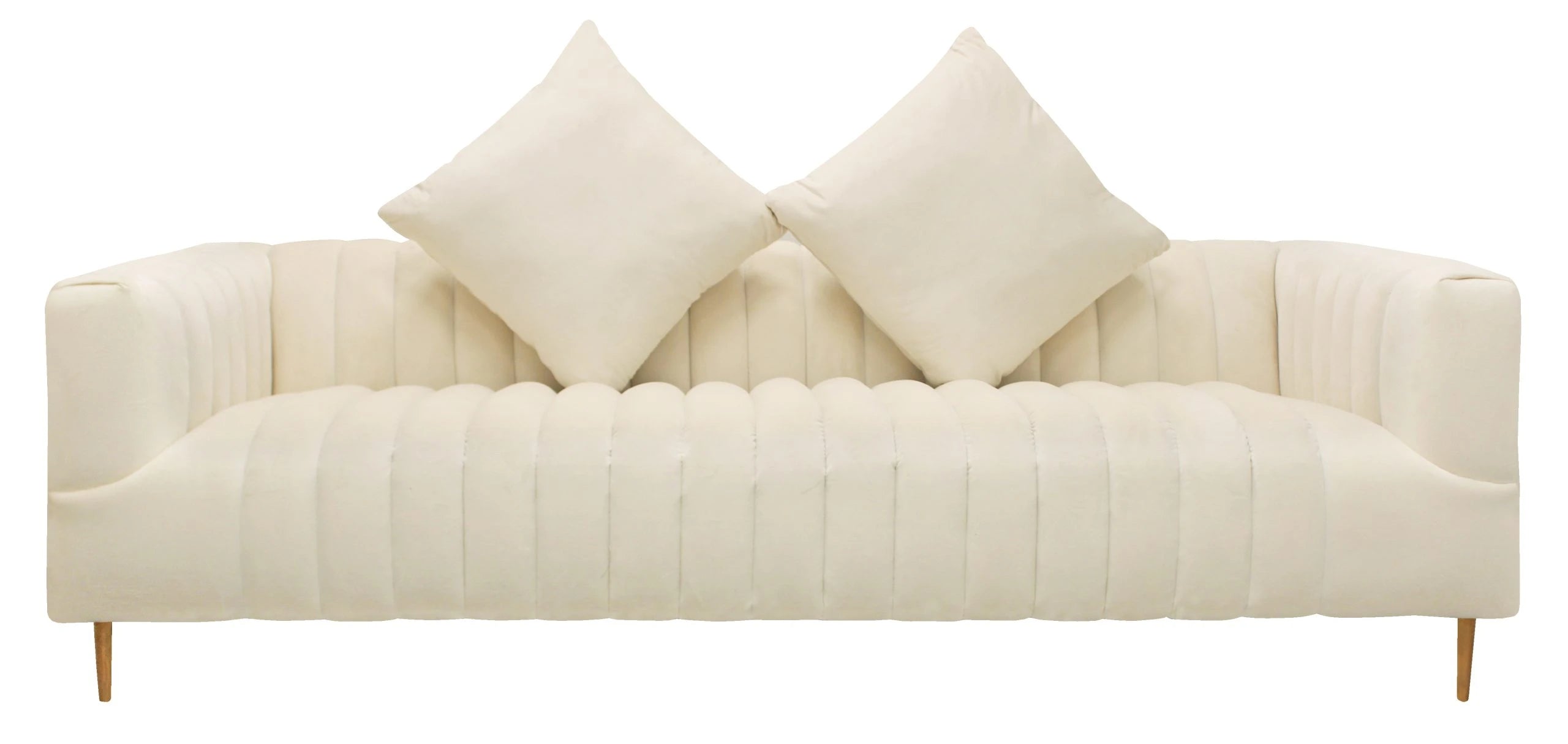 Rutland 90″ Sofa – Ivory, Gold Tone Metal Legs, 2 Toss Pillows