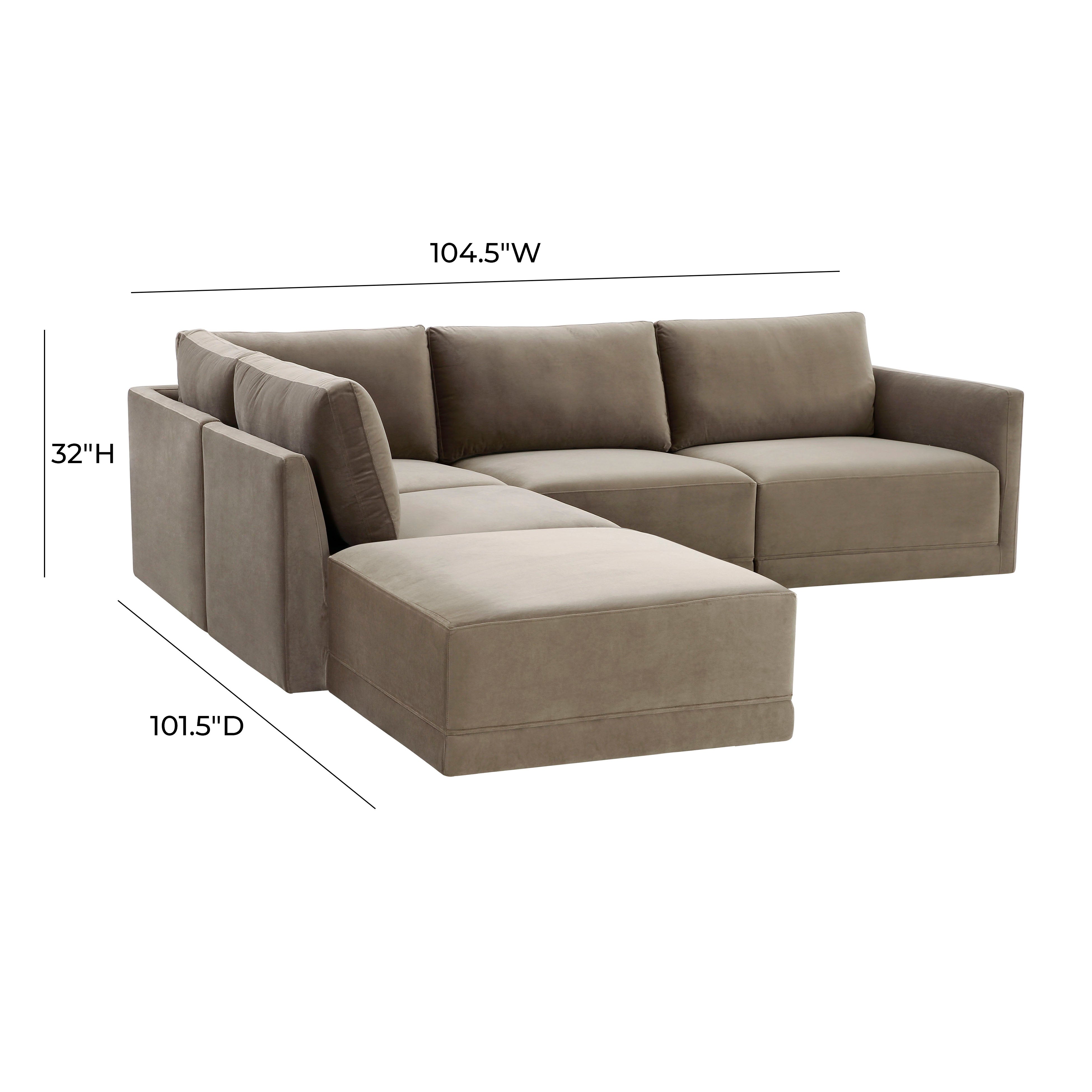 WILLOW TAUPE MODULAR 7 PIECE LARGE CHAISE SECTIONAL