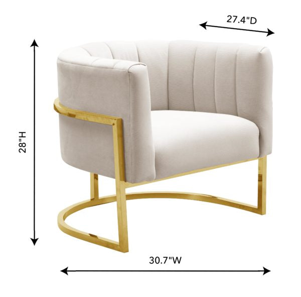 MAGNOLIA SPOTTED CREAM CHAIR WITH GOLD