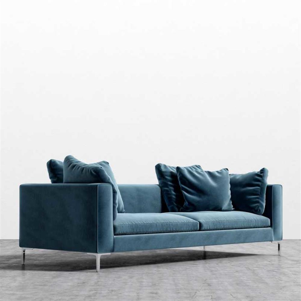 Hugo Modern Classic Solstice Blue Velvet Sofa
